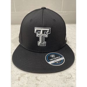TEXAS TECH Red Raiders Flex Fit M/L Flatbill Baseball Cap Hat OSFM Embroidered
